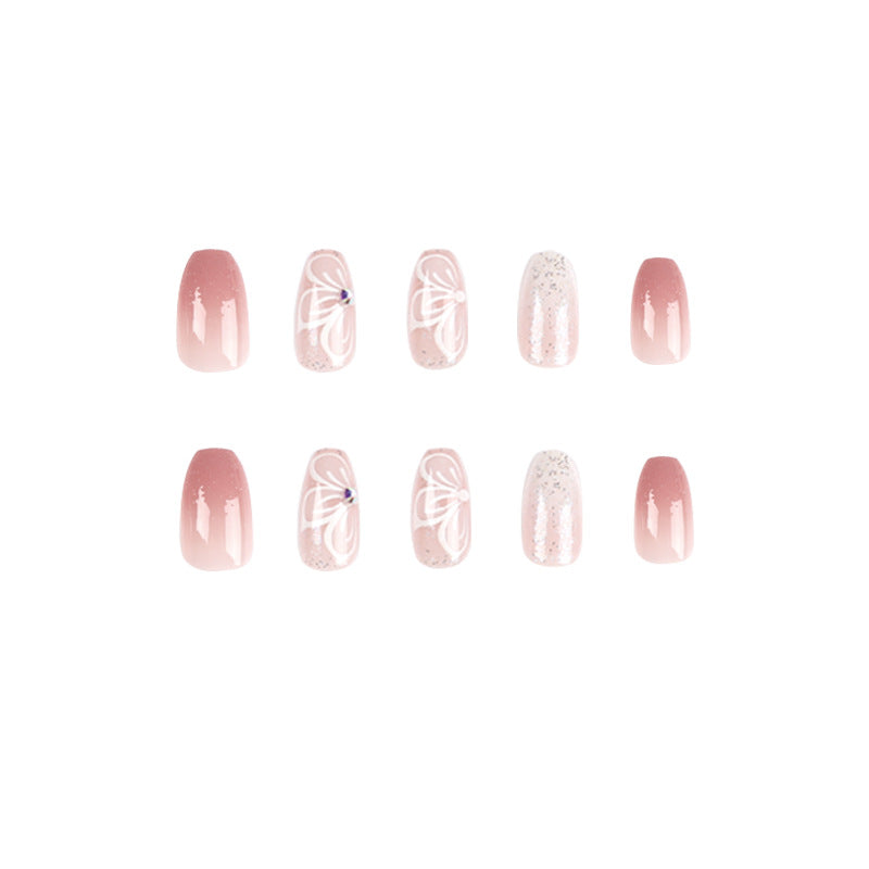 Pegatinas de uñas de diamantes de imitación de mariposa con purpurina rosa al por mayor